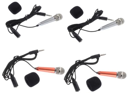 TOYANDONA Tragbares Aufnahmemikrofon 4 Stück, Kleiner für Handy und Laptop | Silber, Metall und Aluminiumlegierung, 100hz-20khz, 5.1 und ≥70db, 8-12 Stunden