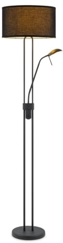 Home Sweet Home modern golvlampa – med skärm – 45/45/175 cm – dimbar – svart – med E27 huvudlampa och G9 lä – 7 W 1076 LM – användning för vardagsrum