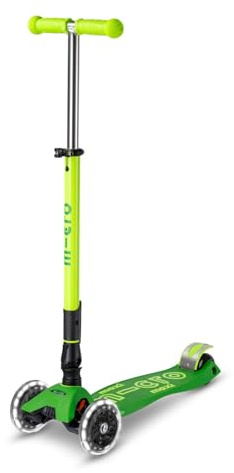 micro™ Maxi micro Deluxe Foldable neon LED | Höhenverstellbar & klappbar | Das ORIGINAL | Kinderroller ab 5 Jahre | LED Rollen | Faltbarer Roller für Jungs & Mädchen 5-10 Jahre