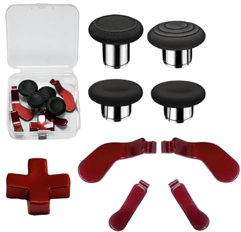 9 in1 Metal Thumbsticks Accessories for Xbox Elite Controller Series 2 Core, Replacement Paddles Parts Repair Kit for Elite Series 2 Core Controller with 4 Swap Joystick, 4 Paddles,1 D-Pads(Red) [video game]