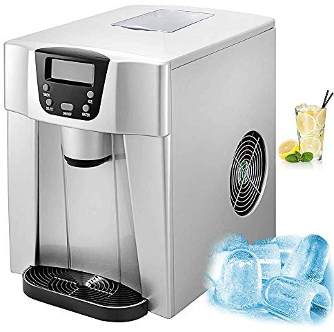 Macchina per il ghiaccio da 15 kg in acciaio inox, macchina per il ghiaccio da banco, macchina per il ghiaccio a cubetti, macchina per il ghiaccio compatta e trasparente per cucina, bar di casa