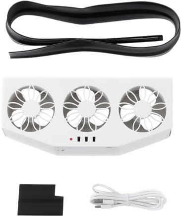 LOVIVER Solar Power Car Exhaust Fan Ventilation Fan Quiet Auto Air Vent Radiator Radiator Cooling Fan for Vehicle Automotive SUV, White