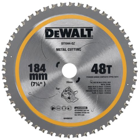 DEWALT Mild Steel Metal Cutting Circular Saw Blade For DCS383, 184mm x 20mm x 48T, DT1044-QZ