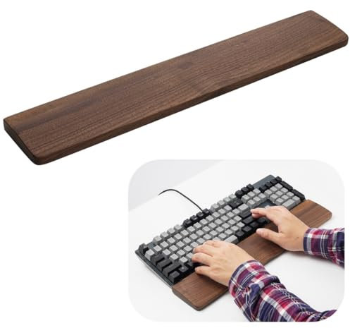 Ergonomiskt handledsstöd i trä för mekaniska tangentbord – handflatsstöd för skrivning, bärbar dator och spel med halkfri silikonbas