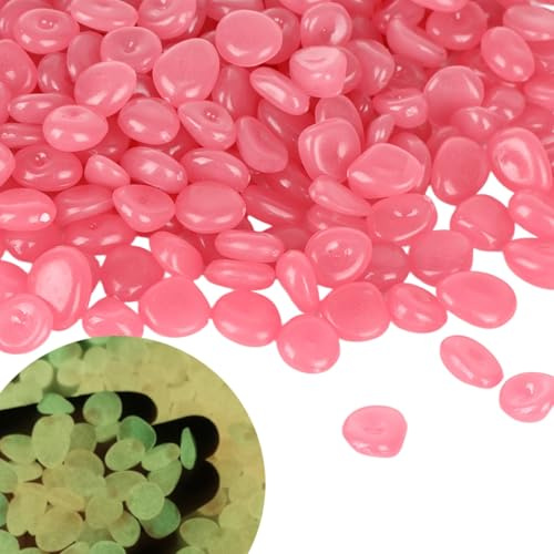 300 pietre luminose rosa da giardino, pietre luminose, ciottoli luminosi, pietre decorative da giardino, piccole pietre decorative per acquario, cameretta dei bambini, balcone, decorazione da giardino