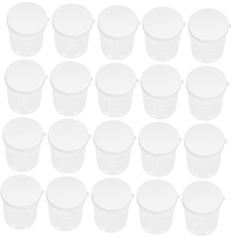 ERINGOGO 20pcs Graduated Measuring Cups with Lid Liquid Measuring Containers for Laboratory Medical and Industrial Use Spill Design with Easy to Read Scale for Accurate Measurements