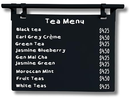 Landscape Hanging Menu Contemporary Style Chalkboard Sign, Metal Menu Display 28x22 Magnetic Surface Cafe Bar Sign for Business Price Menu (Black Frame/Black Board)