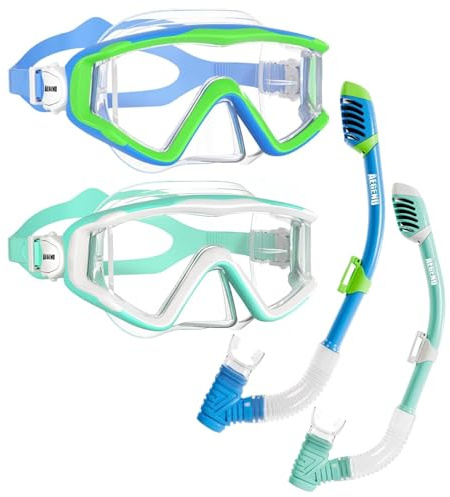 Aegend Snorkeling Gear for Adults Youth Kids, Snorkel Mask with Top Dry Valve - Panoramic View Anti-Leak and Anti-Fog with Mesh Bag for Snorkeling, Scuba Diving, Freediving & Swimming