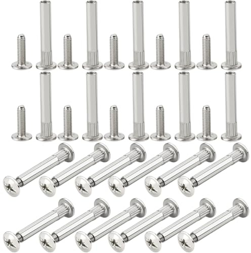 DOKRIN Pernos conectores，20 piezas de tornillos de bloqueo cruzado, tornillos de fijación con ranura cruzada moleteada, tuercas y remaches M6