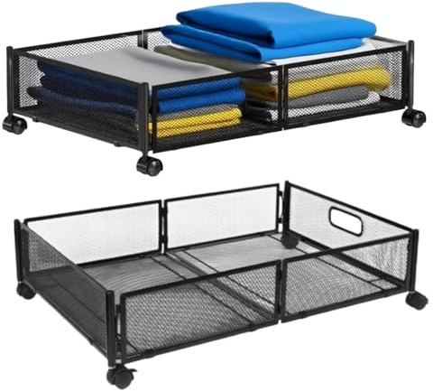 2Pcs Underbed Storage Box with Wheels, Large CapaFoldablecity