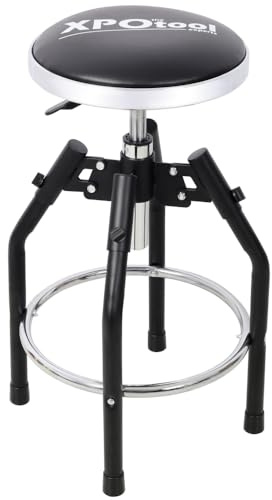 Heavy Duty Adjustable Hydraulic Shop Stool, Adjustable Mechanic Chair Homonova, Garage Workbench Seating with 360° Swivel, Padded Seat and Foot Rest, Sturdy Design for Workshop Tasks Professional