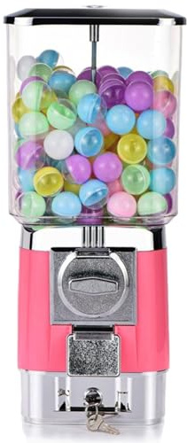 Distributeurs de Bonbons, Machine À Boules de Gomme avec 200 Boules Vides, 100 Jetons en Acier Inoxydable, Machine À Gashapon pour Bonbons en Capsules, pour Enfants, Magasins de Détail Pink