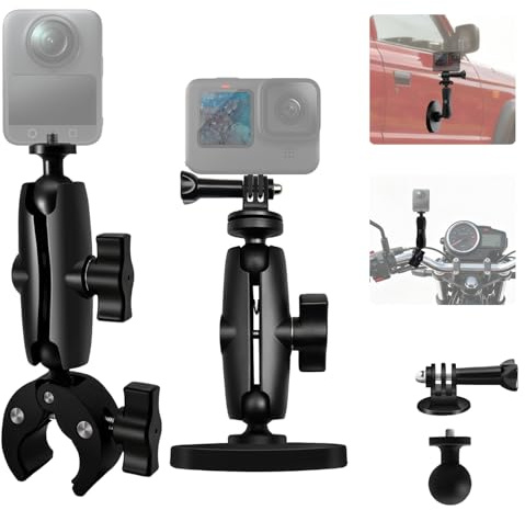 Moto Lourd-Devoir Guidon Pince compatible avec DJI Osmo 360/Osmo Nano, 66 mm Magnétique Voiture Mont compatible avec Insta 360 X5-X, 360°Rotule compatible avec GoPro 12-3 Action Caméra Accessoires