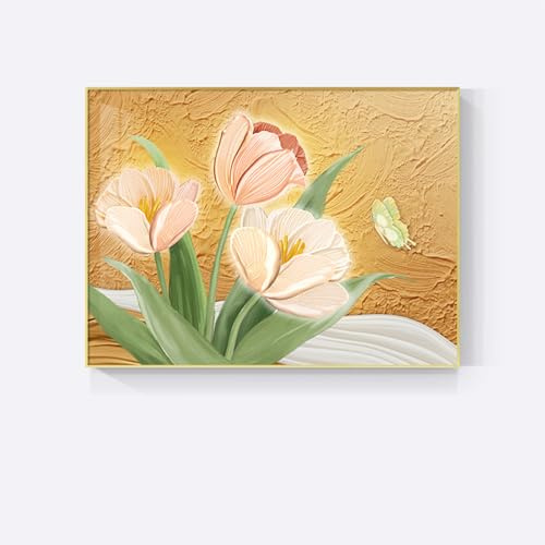 Cache-Tableau Électrique Décoratif - Peinture Murale Minimaliste, Design Fleuri, Installation Facile, pour Salon et Chambre L R-50x40cm