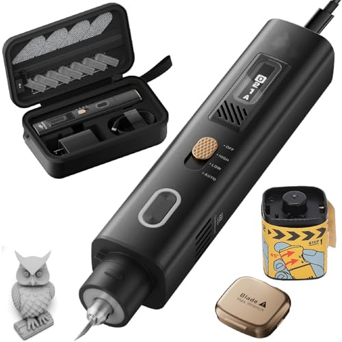 Jiawu Cuchillo Cortador Ultrasónico con Cable de 40 KHz, 70 Cuchillas de Repuesto, Herramienta de Corte Manual para Modelos Impresos en 3D, Cuero, Madera, Plástico, Resina (Corte ultrasónico)