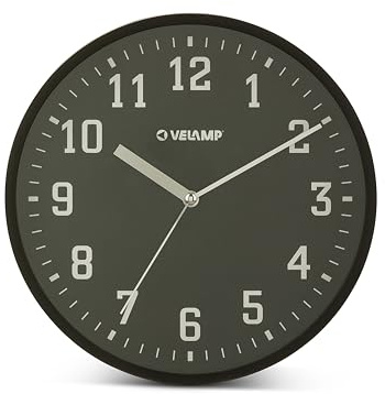 Orologio da parete al quarzo rotondo 25 cm, orologio da parete senza ticchettio, orologio da muro moderno e silenzioso 10 pollici. Numeri facili da leggere. Ideale per ufficio,cucina,scuola,palestra