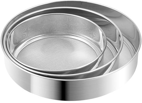 Stainless Steel Flour Sieve Round Flour Mesh Sifter Handheld Sifting Sieve Icing Sugar Shaker Strainer Sieve Kitchen Fine Mesh Flour Sifter Powdered Filter Mesh