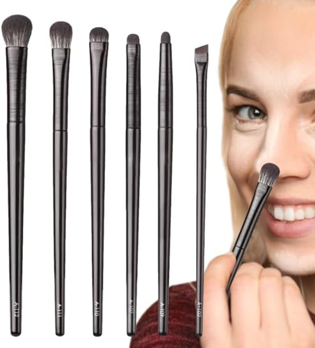 Juego De Pinceles Para Sombras De Ojos 6 Piezas de Brochas Sintéticas para | Brochas De Maquillaje Para Mujeres Para Viajes Playa Boda Damas Chicas Novia Hermana