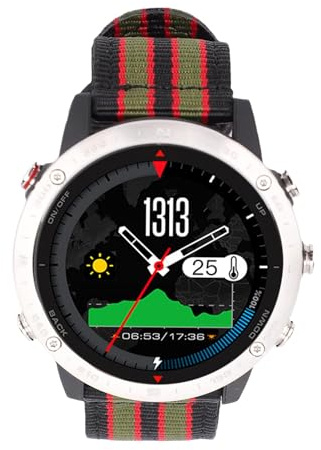 Smartwatch, Orologio Sportivo Intelligente in Lega Ti con Schermo da 1,3 Pollici, Fitness Tracker 320mAh per Nuoto Corsa Escursionismo, Orologio Sportivo da Uomo con Cinturino in Nylon