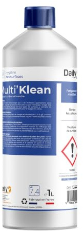 DAILY K - Détergent universel neutre MULTI'KLEAN - Nettoyant concentré multi-usage - Fabriqué en France - Bidon 1 Litres