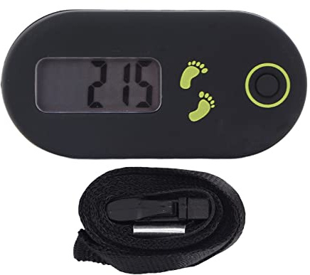 Mini podomètre Clip de Ceinture léger Podomètre de Marche à Mate avec Sangle de Cou pour Le Fitness, la Marche, la Course à Pied, la Marche ABS Noir