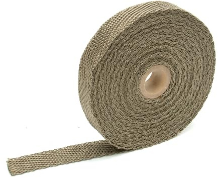 Design Engineering Titan 2,5 cm x 15,7 m Auspuff-Wärmewickel mit Lavastein-Technologie – Wärmewickel für Auspuffrohre, biegsames Auspuffband, widersteht direkter Hitze von 982 °C und intermittierender