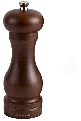 COLE & MASON Capstan Wood Pepper Grinder - Wooden Mill Includes Precision Mechanism, 6.5 inch