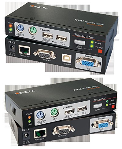 LINDY Cat.5 KVM Extender Combo 300 med KVM-switchar. USB-PS/2 och VGA upp till 300 m vid 1920 x 1 200 med Skew Comp.