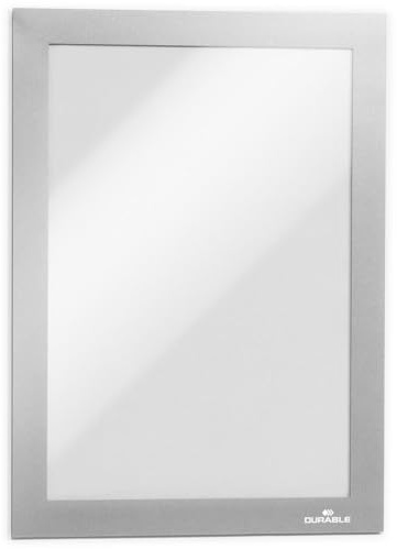 Durable Info-Rahmen Duraframe Magnetic (A5, Magnetrahmen für metallische Oberflächen) 5 Stück, silber, 494723 | Selbsthaftende Infotasche für Whiteboards und Spinde, Nutzung im Hoch- und Querformat möglich, Magnetrahmen, Made in Poland