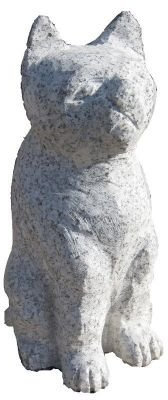 Katze sitzend, Granit grau