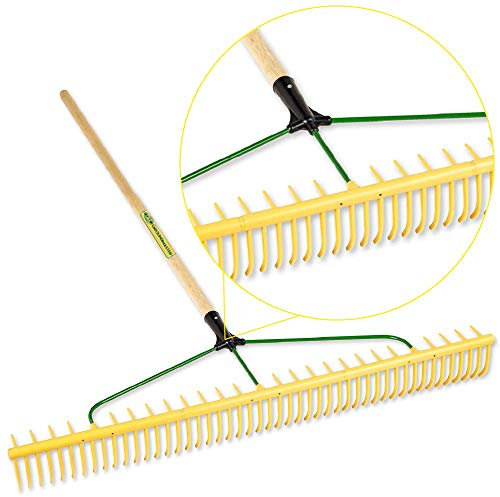 GroundMaster 48-Tine Polyproylene Rake - 60 Hardwood Shaft Durable Garden Tool