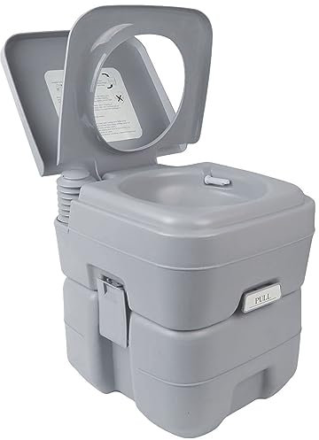COSTWAY 20L + 12L Campingtoilette mit abnehmbarem Abwassertank, Campingklo tragbar, Reisetoilette, Mobile Toilette für Reise, Camping und Wohnmobil (Grau)