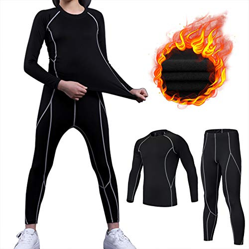 TBoonor Thermounterwäsche Kinder Skiunterwäsche Set Funktionsunterwäsche | Thermo Unterwäsche für Jungen & Mädchen–warm, atmungsaktiv, elastisch,Sportunterwäsche perfekt zum Fussballspielen im Winter