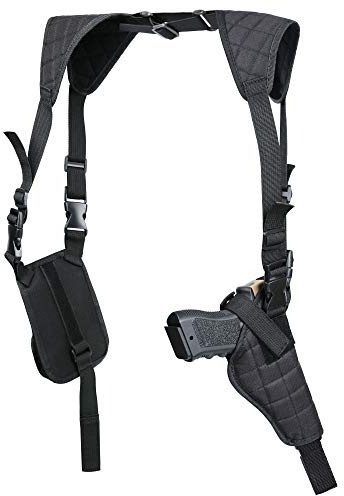 Twod Concealed Carry Shoulder Holster Nylon Cross Harness Vertical Shoulder Holster Adjustable for Most Handguns or Pistol (Black)