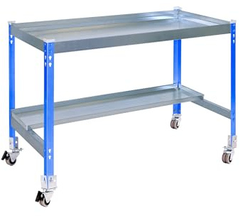 Simon Rack 1 table de jardinage, avec roulettes, bleu/galva, 875 x 1500 x 600 cm