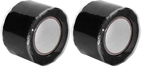 FTVOGUE 2Stücke 0,5 mm x 25 mm x 1,5 m selbstklebendes Silikonband Hochtemperaturbeständiges Silikonband Schwarz