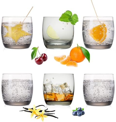 PLATINUX Elegante Trinkgläser aus Glas Schwarz Ombré 200ml (max. 320ml) Set 6 Teilig Wassergläser Saftgläser klein