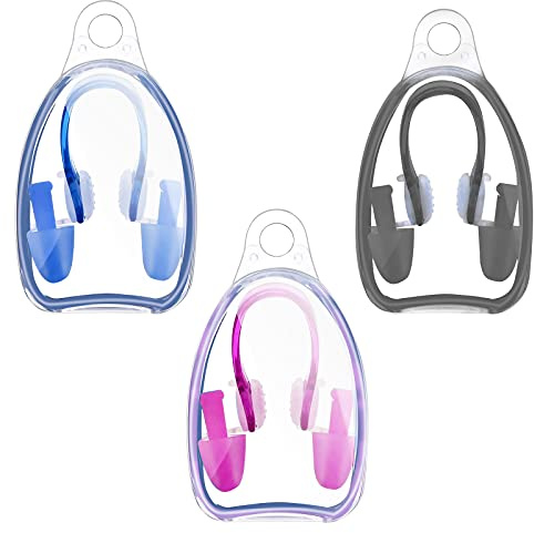 3 Pack Swimming Nose Clip And Earplugs Sets Silicone Nose Plugs Swim Nose Grip Nose Pegs Swimming Ear Plugs Waterproof Nose Ear Protectors For Adult Kids Child Women Men Swimming Water Sports Pool