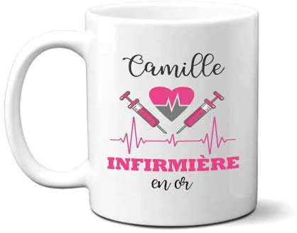 Lalasol Tasse à Café et Thé Cadeau Personnalisé Prénom Pour Collègue Ami Famille Anniversaire Frère Sœur – Mug Message Infirmière En Or Merci Pour Pot de Départ Noel – Original