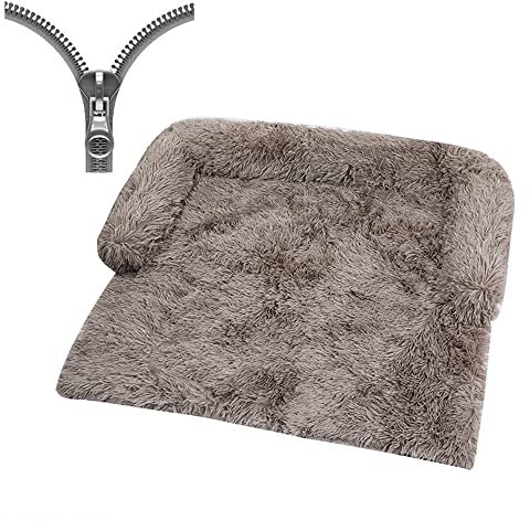 Nyescasa Hundebett für Grosse Hunde u. kleine Hunde,Sofaschutz Plüsch Flauschig Atmungsaktiv Katzenbett,Winter Warm Dauerhaft Hundecouch Waschbar rutschfest Hundekissen (M ca. 90x90x20cm, Khaki)