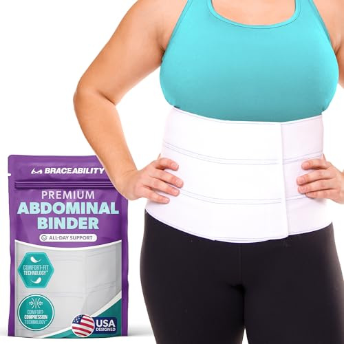 BraceAbility Plus Size Bariatric Abdominal Magen Binder mit XXL Bauchstützband, Big Mens oder Womens Adipositas Gürtel, Chirurgie Recovery Wrap, Bauch Taille Kompression Hernia Behandlung (2XL 9)