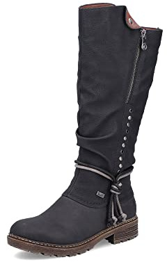 Rieker Damen Winterstiefel Z4759, Frauen Stiefel, wasserabweisend, riekerTEX,uebergangsschuhe,Winterboots,schnürstiefel,schwarz (01),41 EU / 7.5 UK