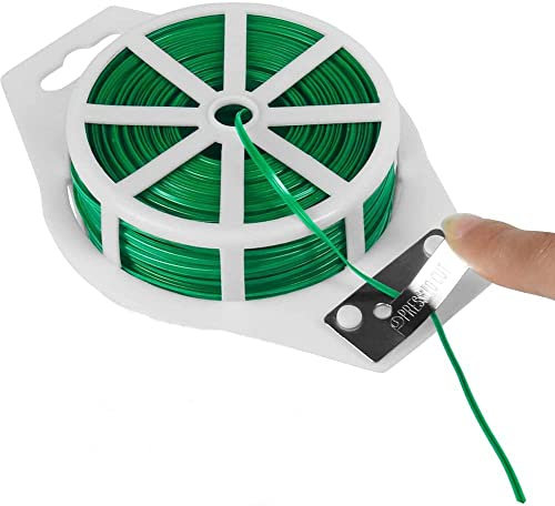 SKYTE 50M Garden Twistee Tie, Twine 164ft Plant Twist Wire with Dispenser and Cutter for Gardening, Tomato, Vines, Shrubs and Flowers, Great for Organising, DIY Craft Projects, Green (SKYTE1420)
