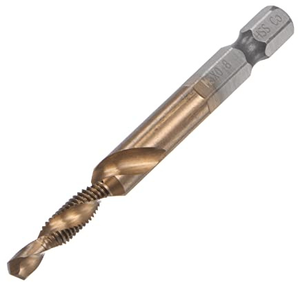 sourcing map Punta combinata per trapano e rubinetto, Punteruolo, gambo esagonale da 1/4'' M5 x 0,8 mm, metrica non rivestita M35 cobalto ad alta velocità in acciaio per foratura a spirale