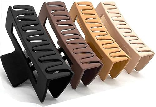 QAIMER hair claw clips for women thick hair, 4.1 inch matt coated hair clips women for thick & thin hairs, 4PCS