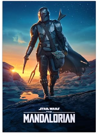 Displate Offiziell Star Wars MetallPoster Magnetische Befestigung Inklusive Lizenziert Bilder Hochwertiges Poster Mandalorian Season 2 Trailer Art - Mandalorian Season 2 Poster - Gr��e 67.5 cm x 48 cm