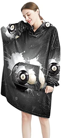 Tragbare Decke Hoodie Billard Ball Übergroße Kapuze für Frauen Bequemes Sweatshirt, Multicolor, One size