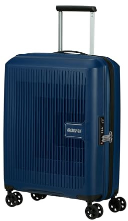 American Tourister Aerostep - Spinner S, Erweiterbarer Handgepäck, 55 cm, 36/40 L, Blau (Navy Blue)
