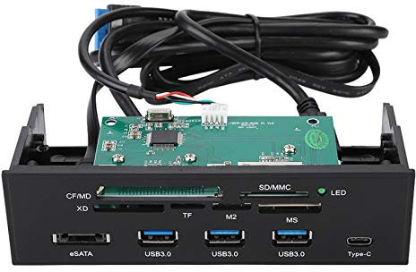 Lector de Tarjetas Interno, Lector de Tarjetas Interno Multifunción de 5,25 Pulgadas Panel Frontal de la PC, Interfaz USB 3.0/USB 3.1/eSATA, Soporte M2, MSO, SD, MS, XD, Tarjeta CF 64G