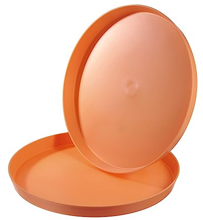 PATIKIL Lot de 2 plateaux de service ronds antidérapants pour restaurant, bar, café, orange 35,6 cm
